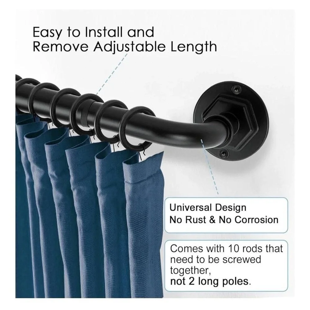 Byondeth Industrial Blackout Curtain Rod, Adjustable 16-144